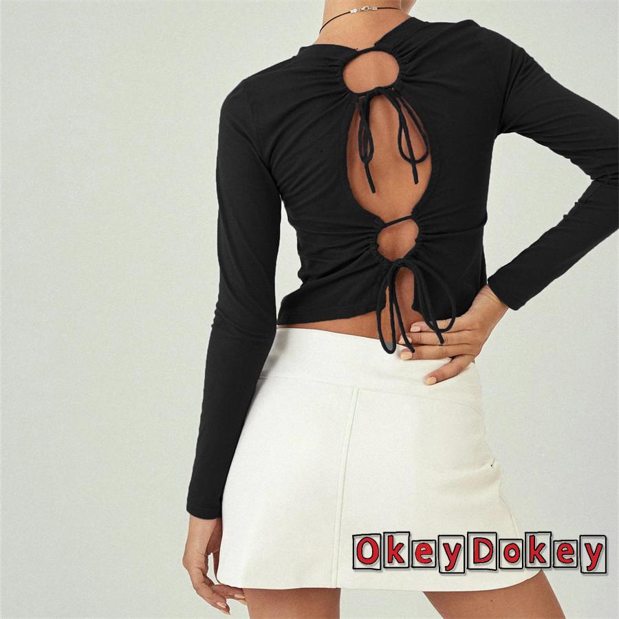 Áo Thun Crop Top Hở Lưng Dáng Ôm Gợi Cảm Cho Bạn Gái