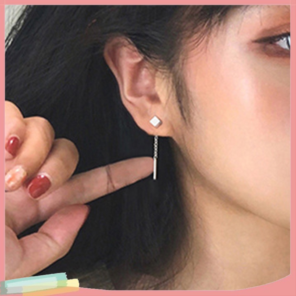 Đôi Khuyên Tai Dài Phối Hình Khối Lập Phương Thời Trang Cho Nữ