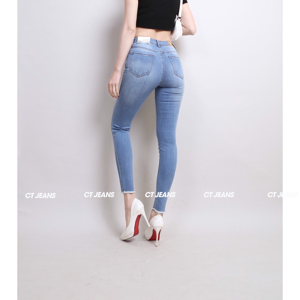 Quần skinny jean nữ bó rách 2 bên đùi chất vải co dãn 4 chiều thoáng mát CP40, CT JEANS