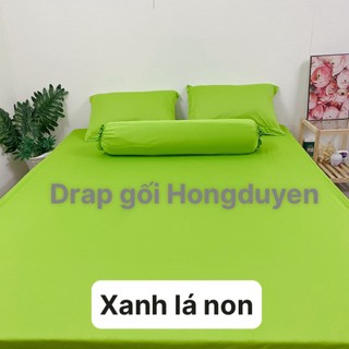 Bộ Drap/ga thun trơn xanh chuối KO Mền/Chăn 1m6/1m8 (chân nệm dưới 15cm). drap gối codipa