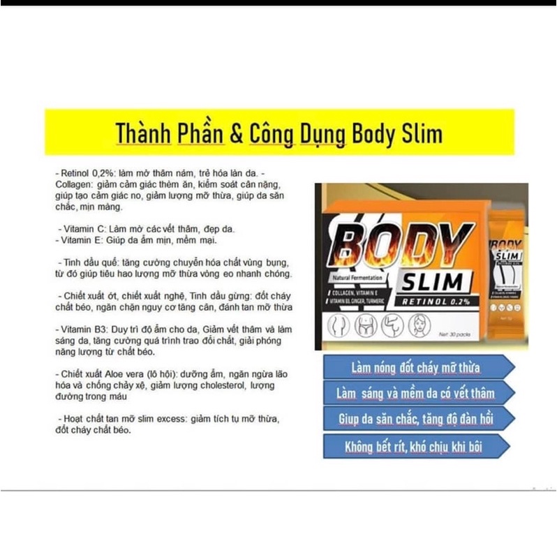 Bộ 3 BODY SLIM giảm mỡ bụng, bắp tay,đùi chỉ sau 1 liệu trình