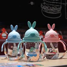 Bình nước tập uống cho bé FREESHIP Bình con thỏ có van chống sặc cao cấp 250ml bằng nhựa PP chịu nhiệt tốt