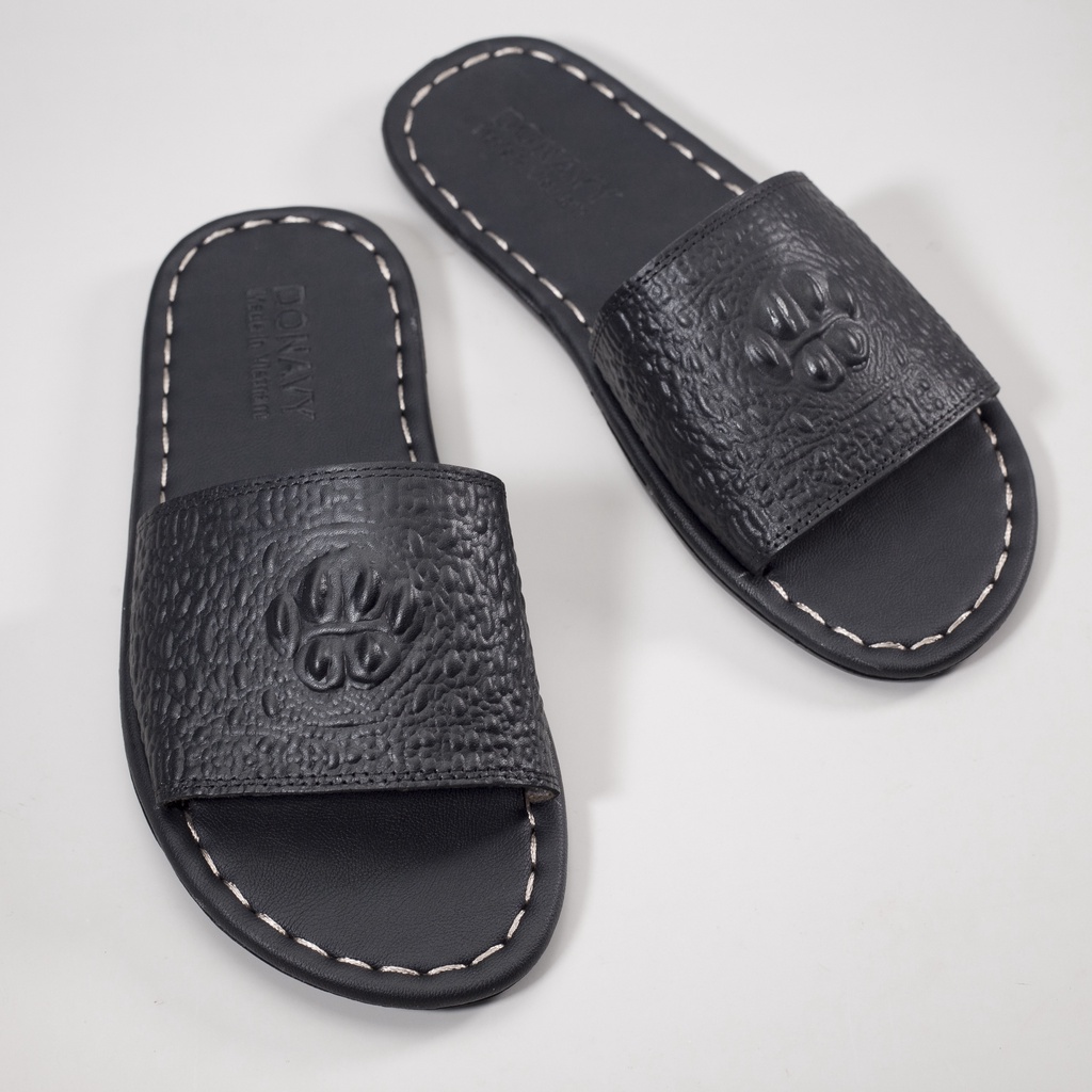 Dép nam quai ngang da bò in vân gù cá sấu S1