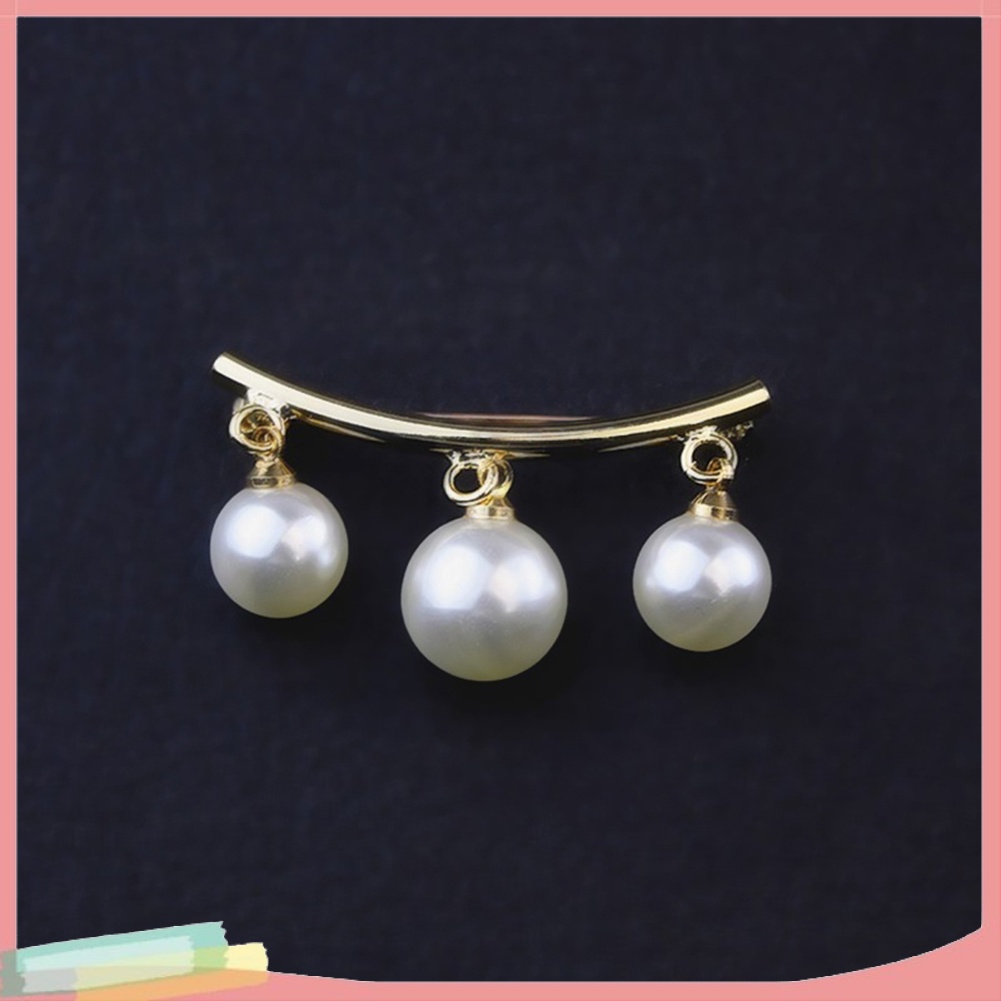 【LK】Faux Pearl Dangle Beads Collar Lapel Brooch Pin Clothes Decor