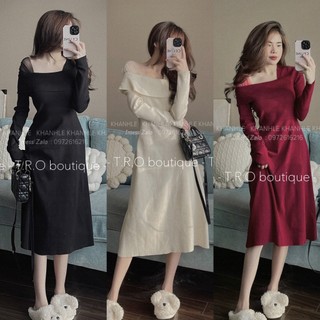 Váy len lệch vai pha voan xinh xuất sắc Hàng QCCC
