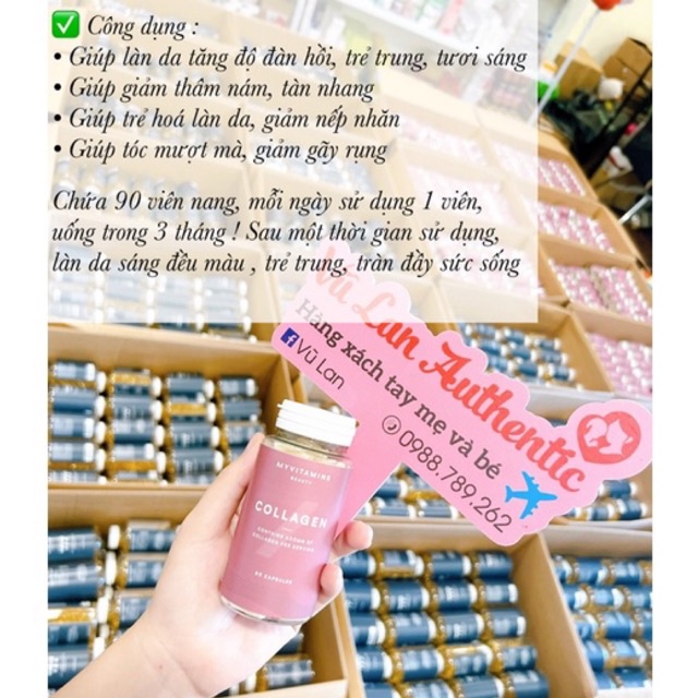 Viên uống collagen thủy phân Myvitamin Pháp 90 viên hỗ trợ đẹp da, chống lão hóa