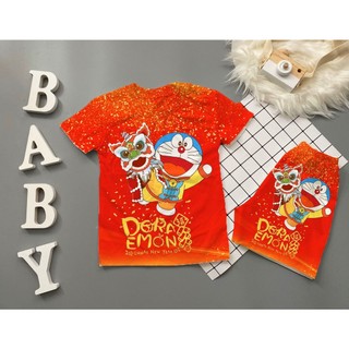 Bộ quần áo tết doremon siêu đẹp chất thun lạnh mềm mại in 3d 10-60kg sushi kids