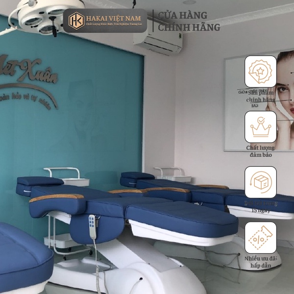Giường tiêm filler chỉnh điện chính hãng Hakai Việt Nam Dòng cao cấp Có logo dập chim trên da cam kết chất lượng