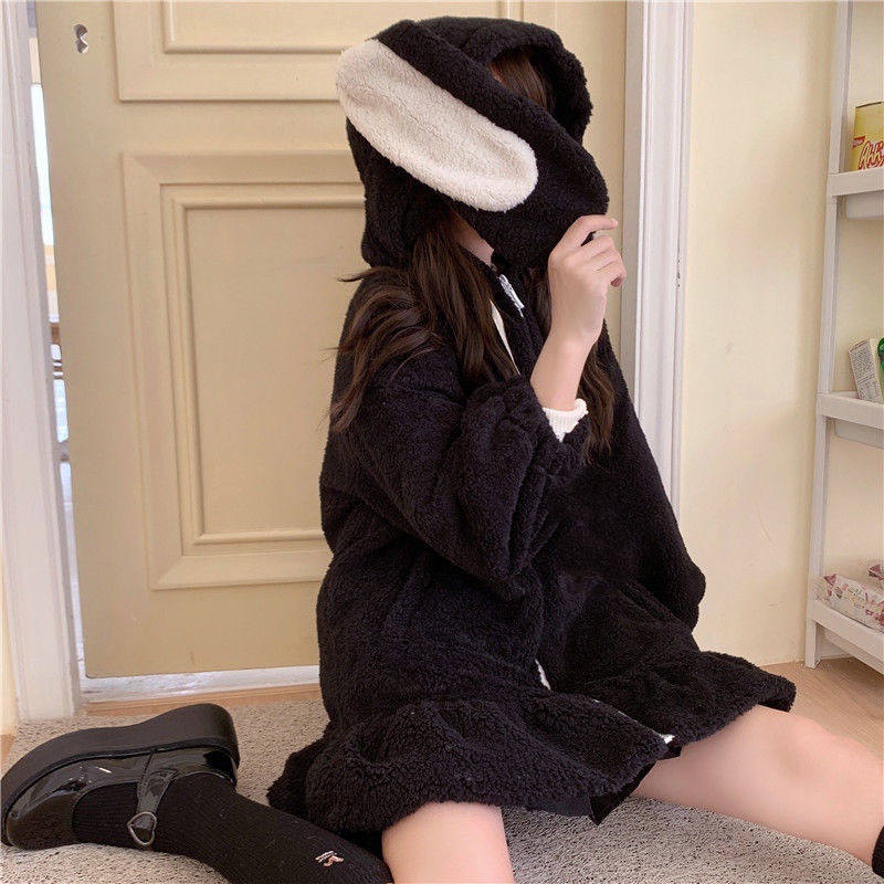 XIYUYI Áo Khoác sweater Lông Thỏ Xù Xinh Xắn Thời Trang Cho Nữ