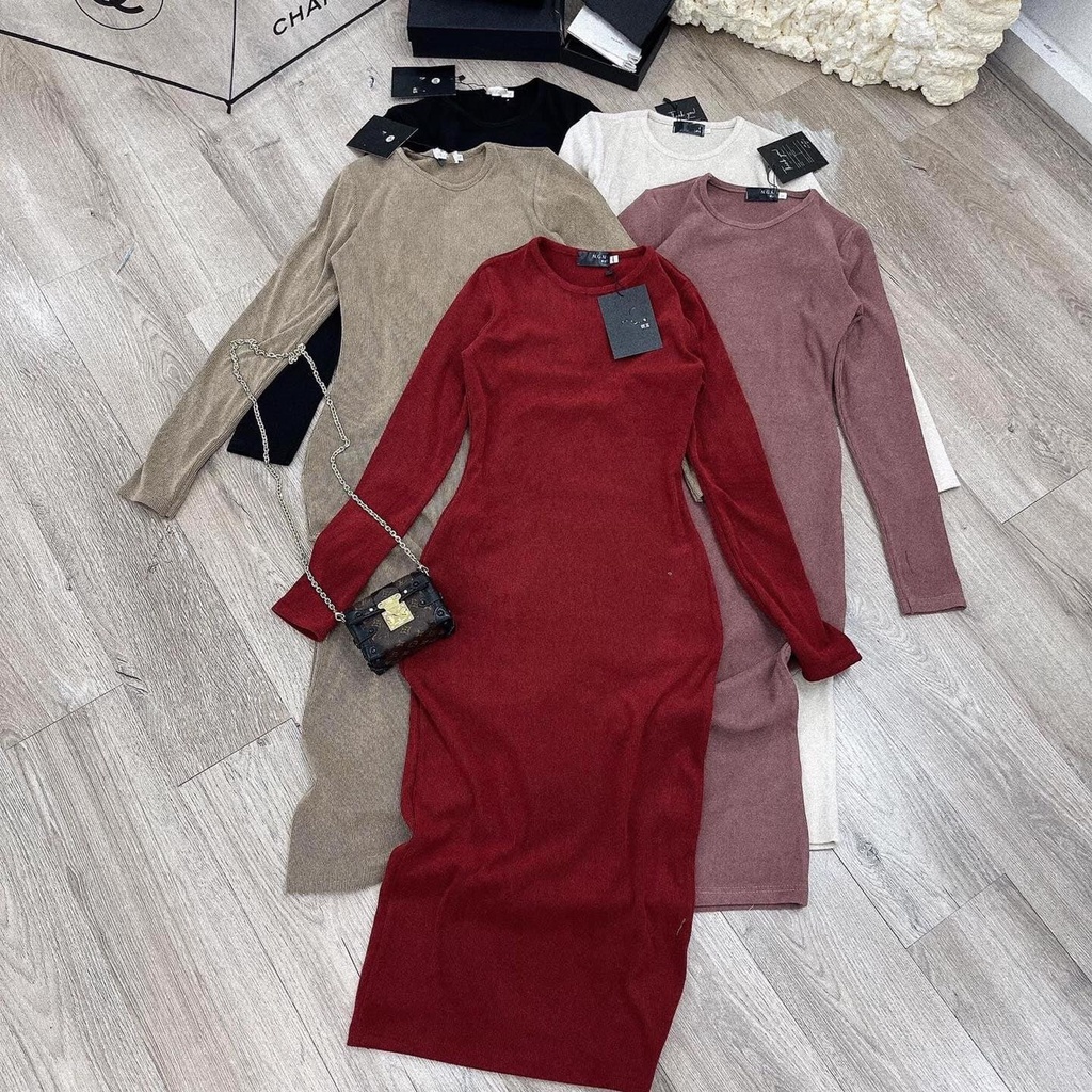 Váy len tăm body 3 màu Đỏ, Đen và hồng vỏ đỗ Jullie.De' Clothing