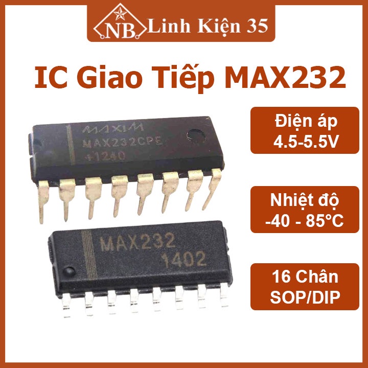 IC giao tiếp Max232 chống nhiễu cao chân cắm, chân dán 16P