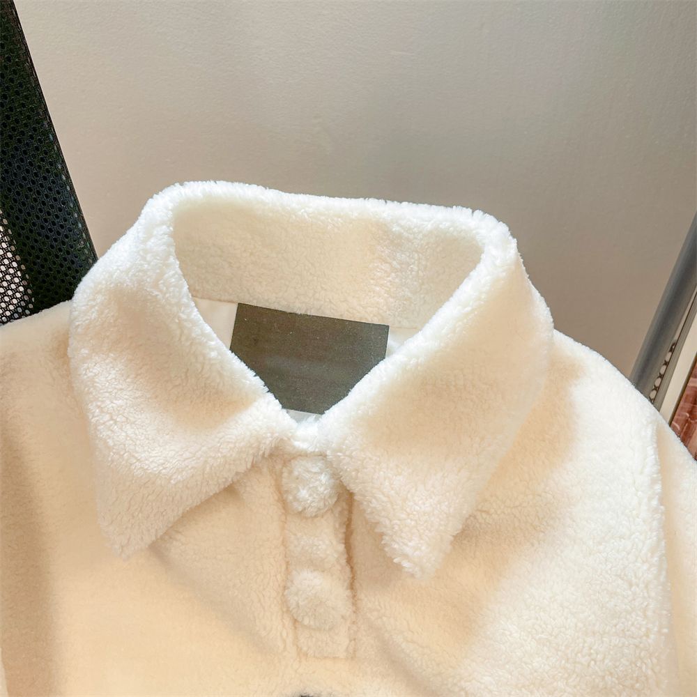 👗Trang phục Junyi💗Áo Sweater Lông Cừu Dày Dặn Cổ polo Thêu Hình Chú Cún Dễ Thương Thời Trang Thu Đông Cho Nữ