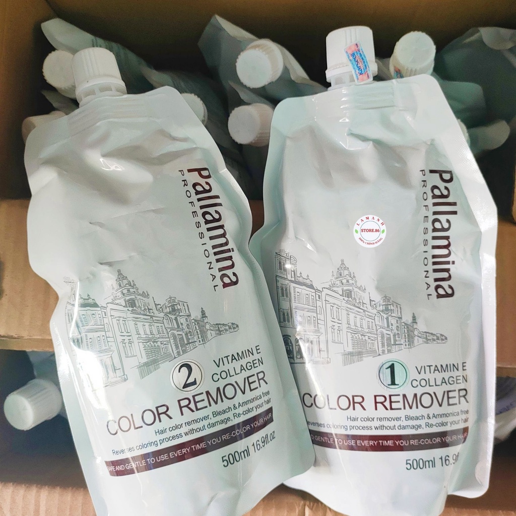 BỘ BÓC MÀU ĐỎ ĐE PALLAMINA COLLAGEN TÚI 500ML *2