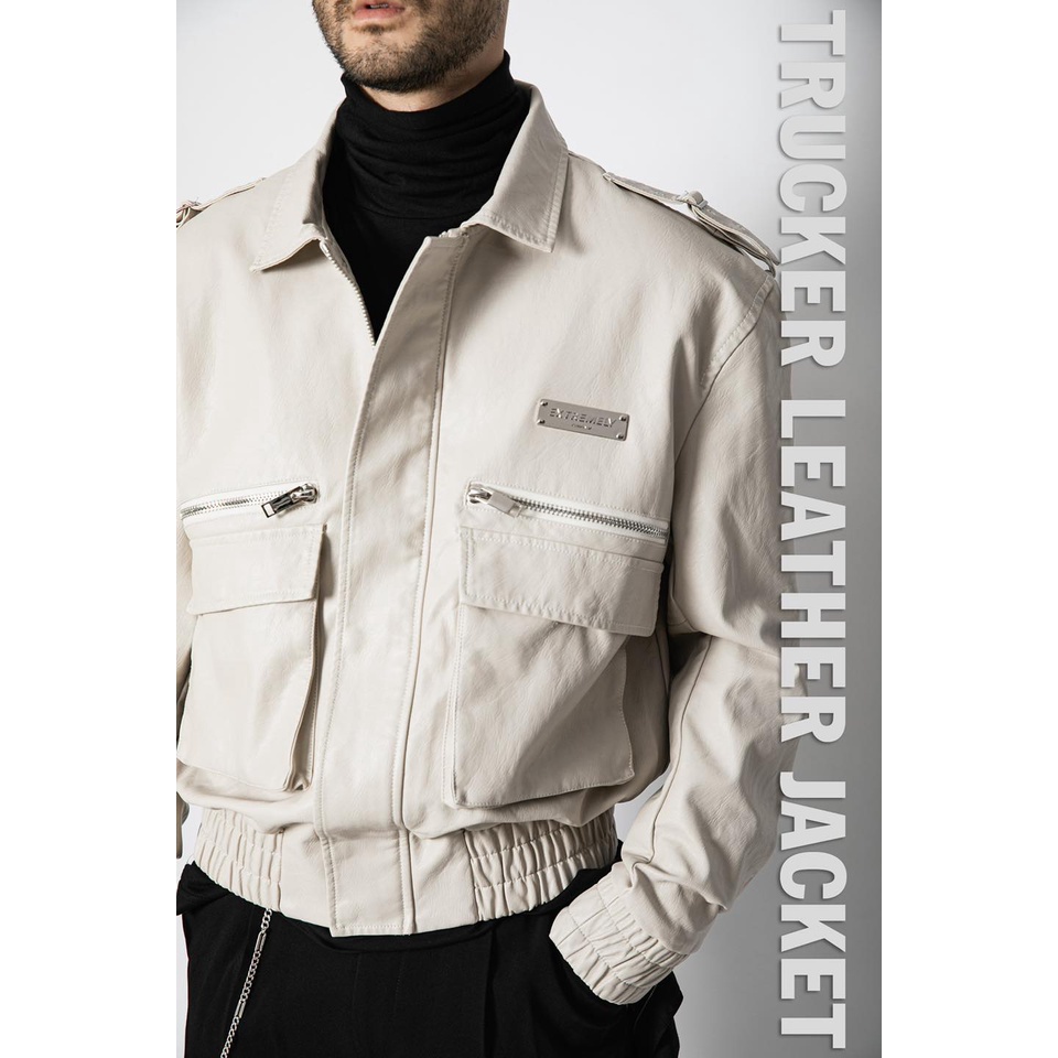 Áo Khoác Amand Trucker Leather Jacket v2 - Beige