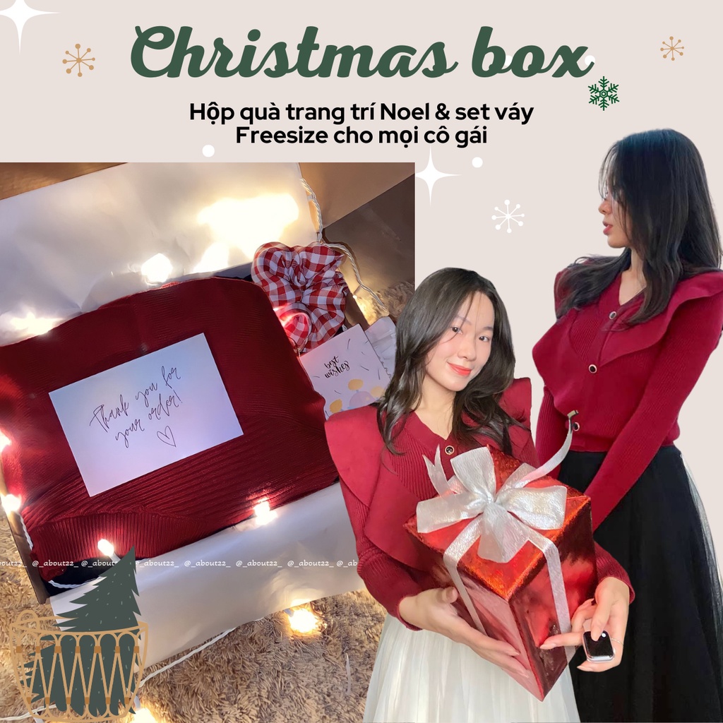 Set quà tặng giáng sinh noel set áo len chân váy dài tặng người yêu dịp giáng sinh, sinh nhật cuối năm About 22