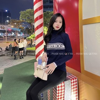 (Ảnh thật - Sẵn trắng)  Áo len tăm Đì O cổ lọ