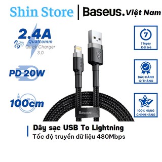Dây sạc baseus cafule, cáp sạc nhanh 2.4a cáp sạc bọc dù siêu bền, độ dài 1m -shinstore