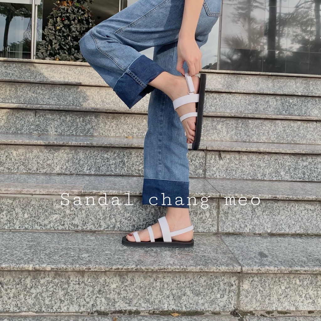 Giày sandal nữ [M61] Sandal 3 ngang trắng