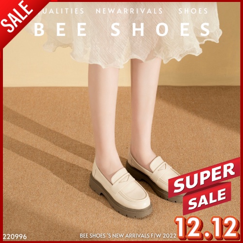 GIÀY MOKA BEESHOES NỮ MŨI TRÒN - GIÀY MOKA BỆT SẴN MÀU KEM 220996