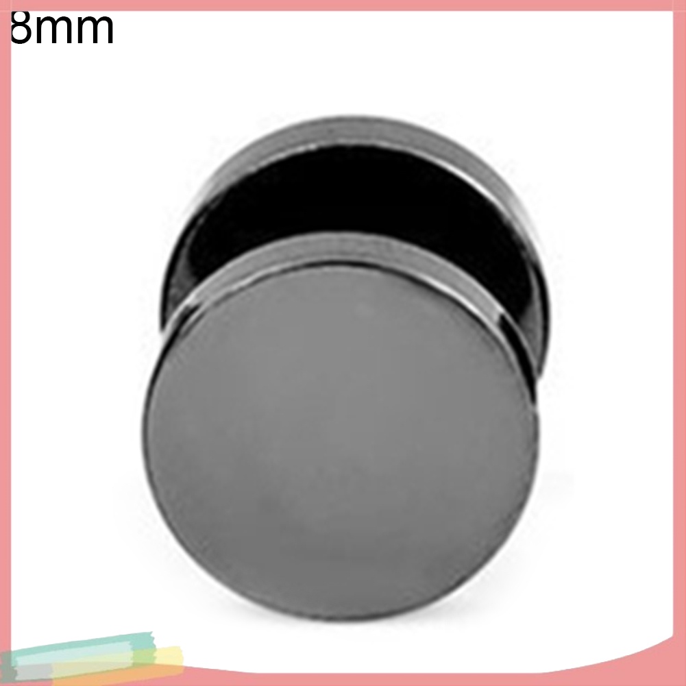 Khuyên tai mặt tròn màu đen cá tính cho nam 3mm - 14mm