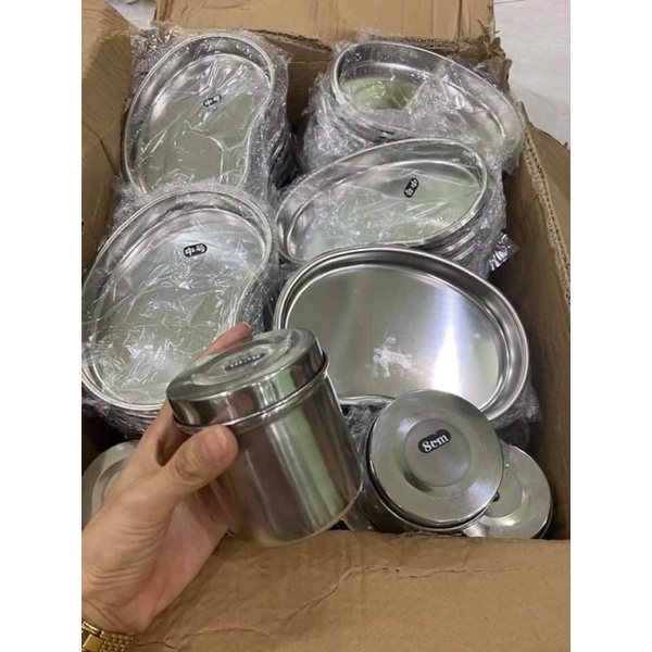 Khay hạt đậu, hũ inox phun săm