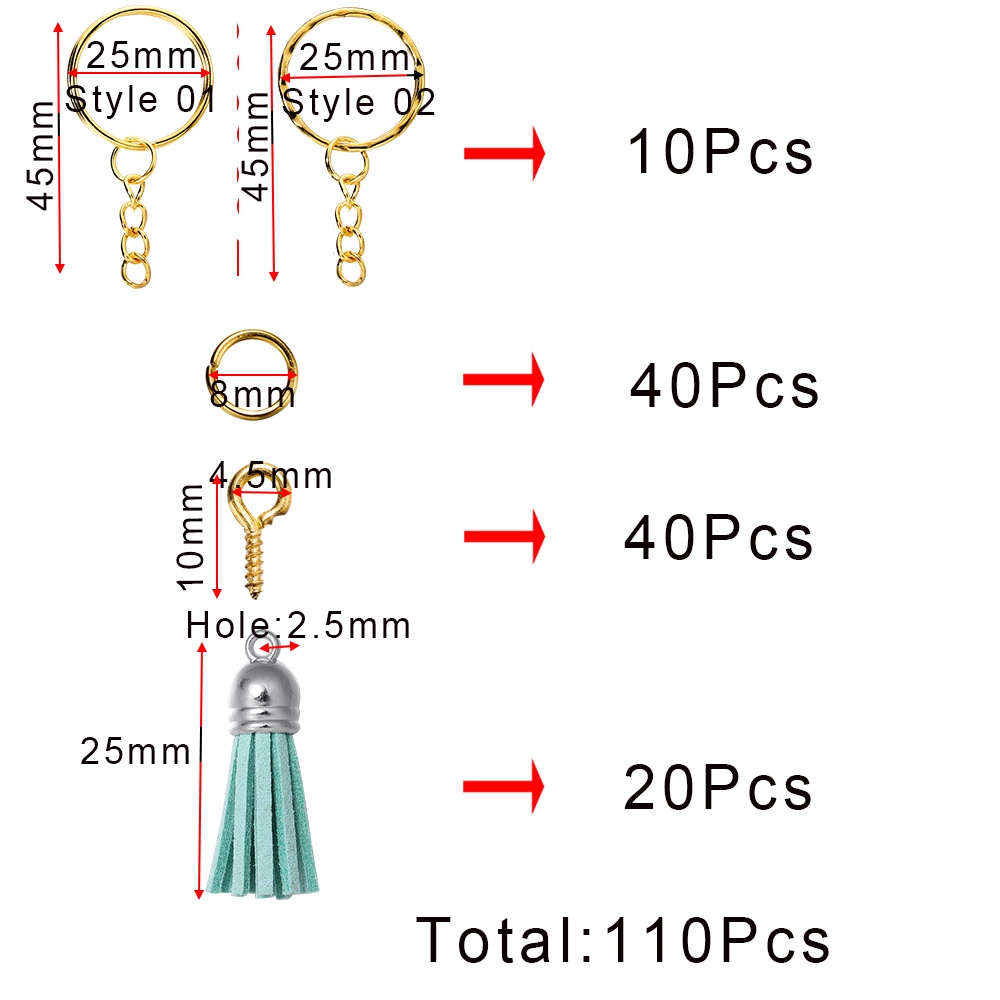 Set 110 Móc Khóa Tua Rua Bằng Da Thủ Công