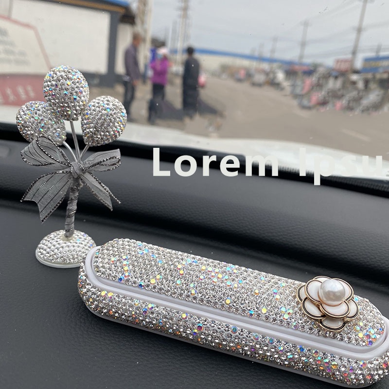 Bảng Để Lại Số Điện Thoại Trên Taplo Xe Hơi Kiểu Dáng Hoa Trà Đính Đá Sang Trọng