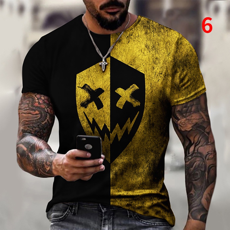 Áo Thun Tay Ngắn Dáng Rộng In Hình Mặt Cười 3D Phối Màu Độc Đáo Thời Trang Cho Nam XXS-6XL