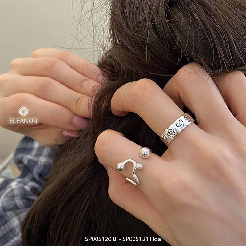 Nhẫn nữ hở bạc 925 Eleanor Accessories thiết kế viền hoa phụ kiện trang sức 5120