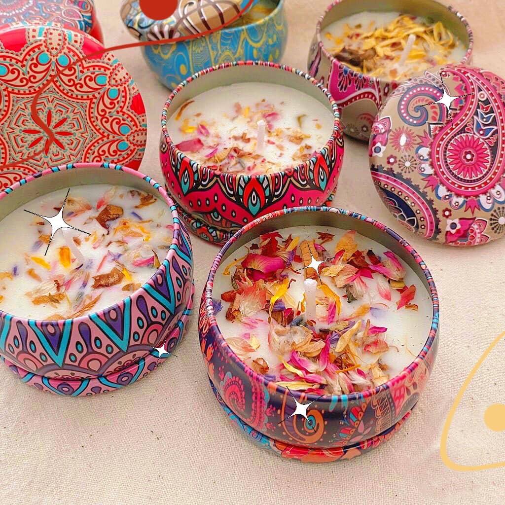 Nến thơm sáp đậu nành hoa khô, hoa bất tử hương thơm lâu dài tinh dầu thực vật