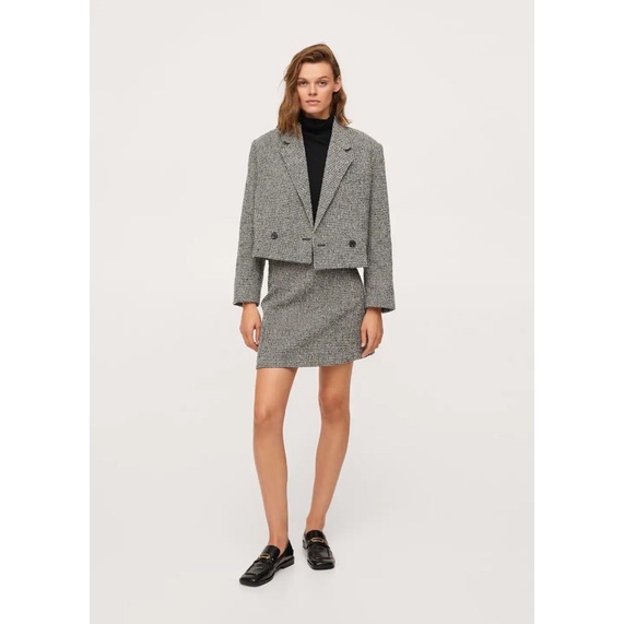Set áo vest blazer Mango kèm váy auth