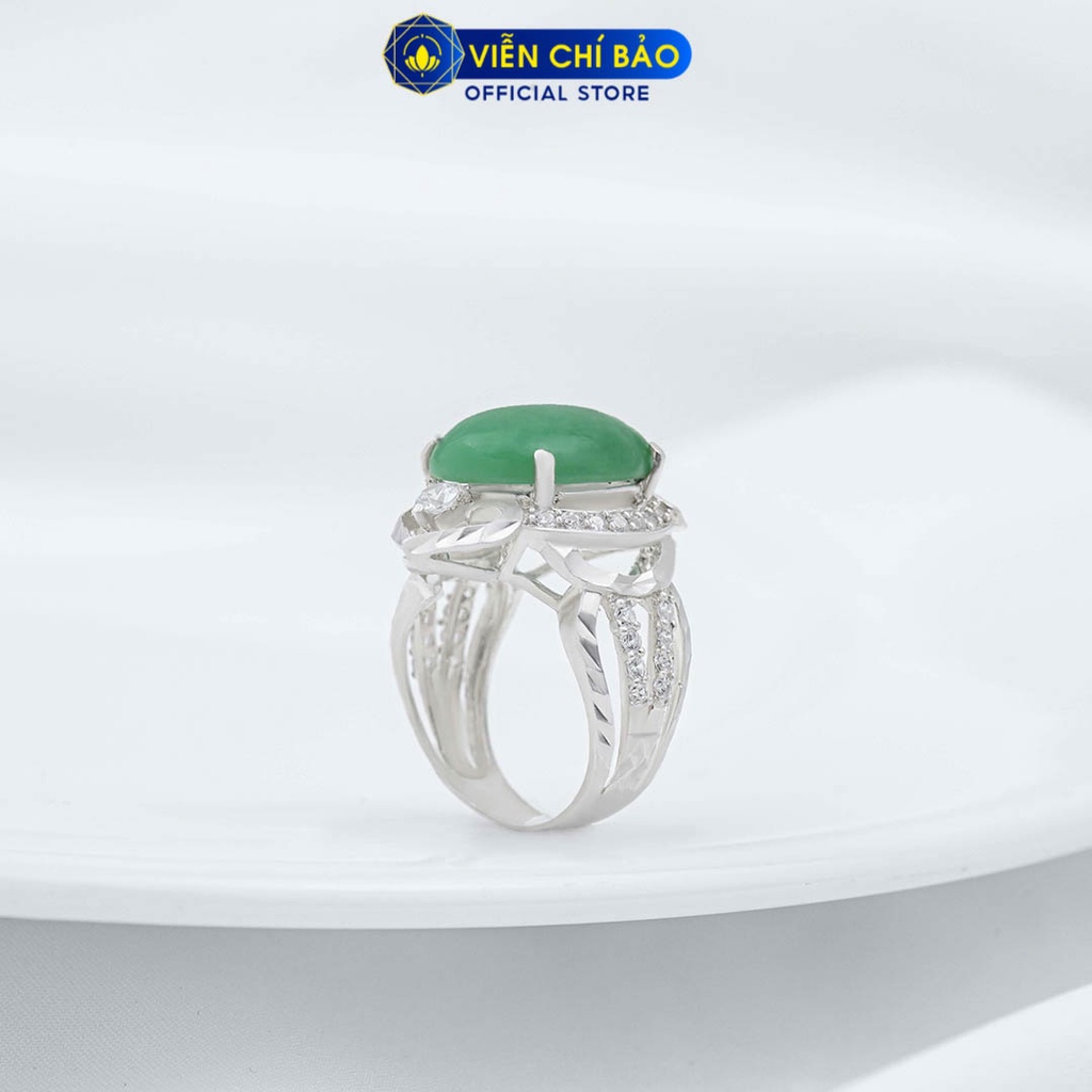 Nhẫn bạc nữ ngọc xanh chất liệu bạc 925 thời trang phụ kiện trang sức Viễn Chí Bảo N400504