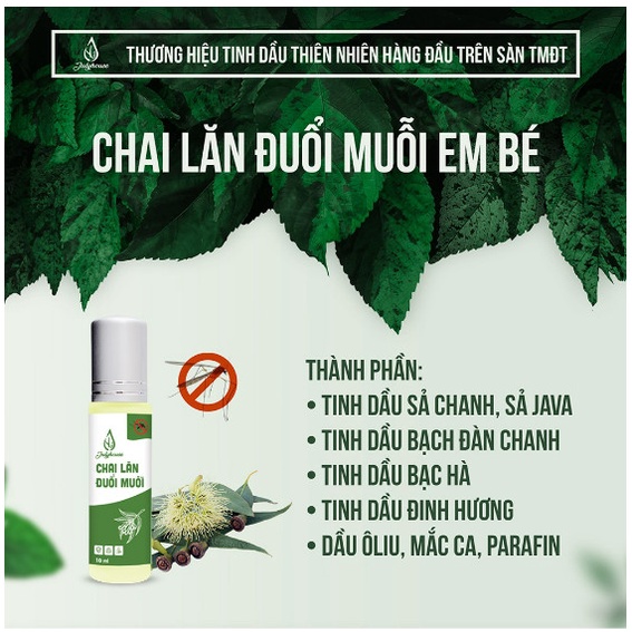 Chai lăn tinh dầu sả chanh ngăn muỗi cắn em bé JULYHOUSE (Chai 10ml)