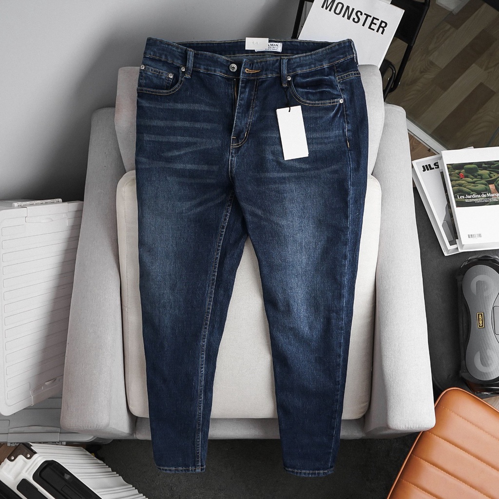Big Size  85-130kg - Quần jean dài xanh đen wash mã 490