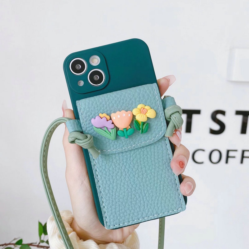 Ốp điện thoại túi gắn hoa có dây đeo OPPO Reno 8 8T 8Z 4G 5G 7 7Z 6 6Z 5 4 F11 Pro F9 F7 F5 2020 2021 2022 OPPOF11