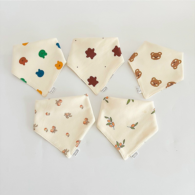 Set 5 khăn yếm tam giác/yếm dãi chống thấm cho bé 100% cotton  cao cấp BABY KING