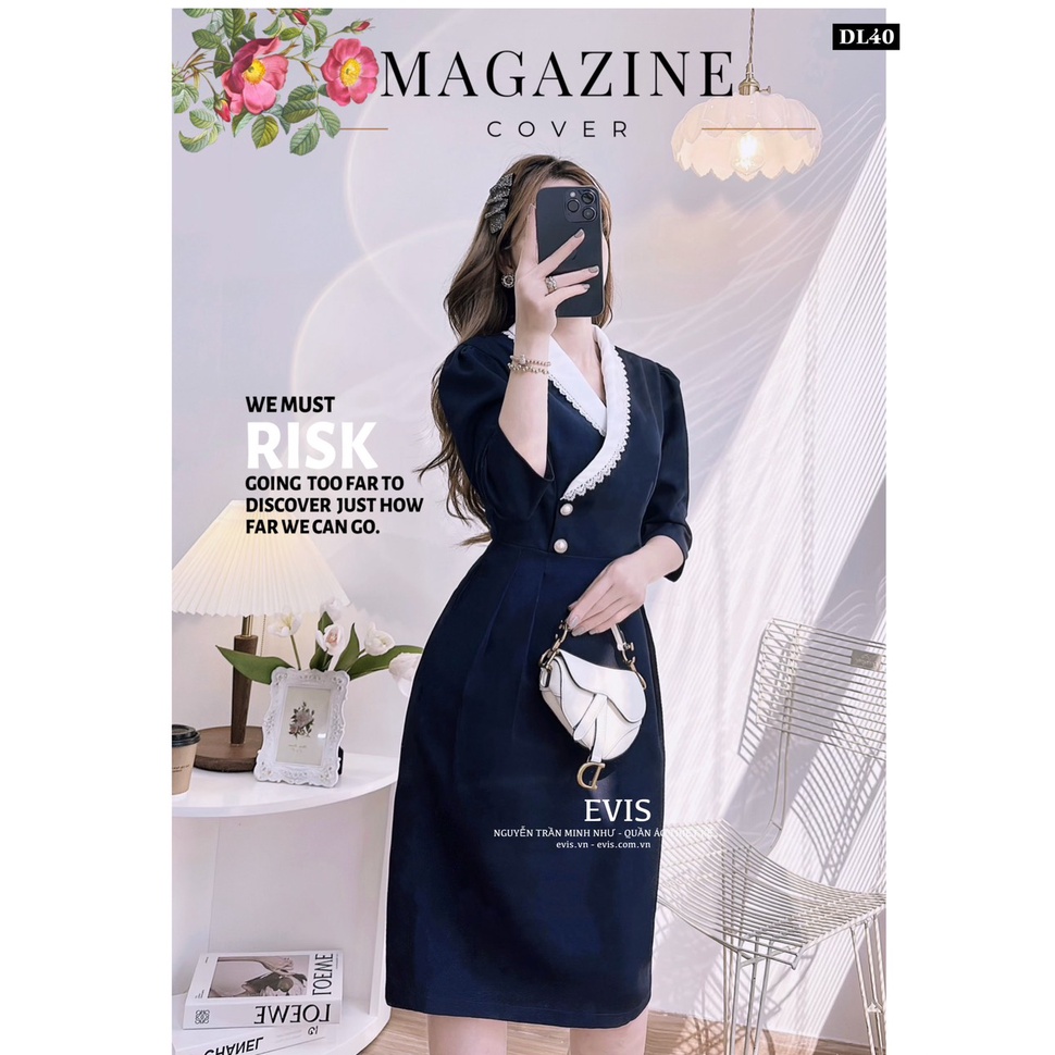 Đầm cổ vest diện Tết siêu sang  chảnh DL40