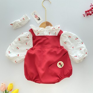 body yếm đỏ + áo rời cho bé
