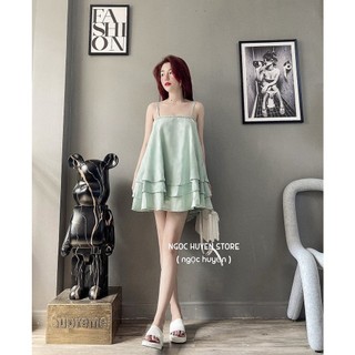 Đầm babydoll nữ 2 dây phối viền ngực TH63 đủ màu dáng ngắn xòe