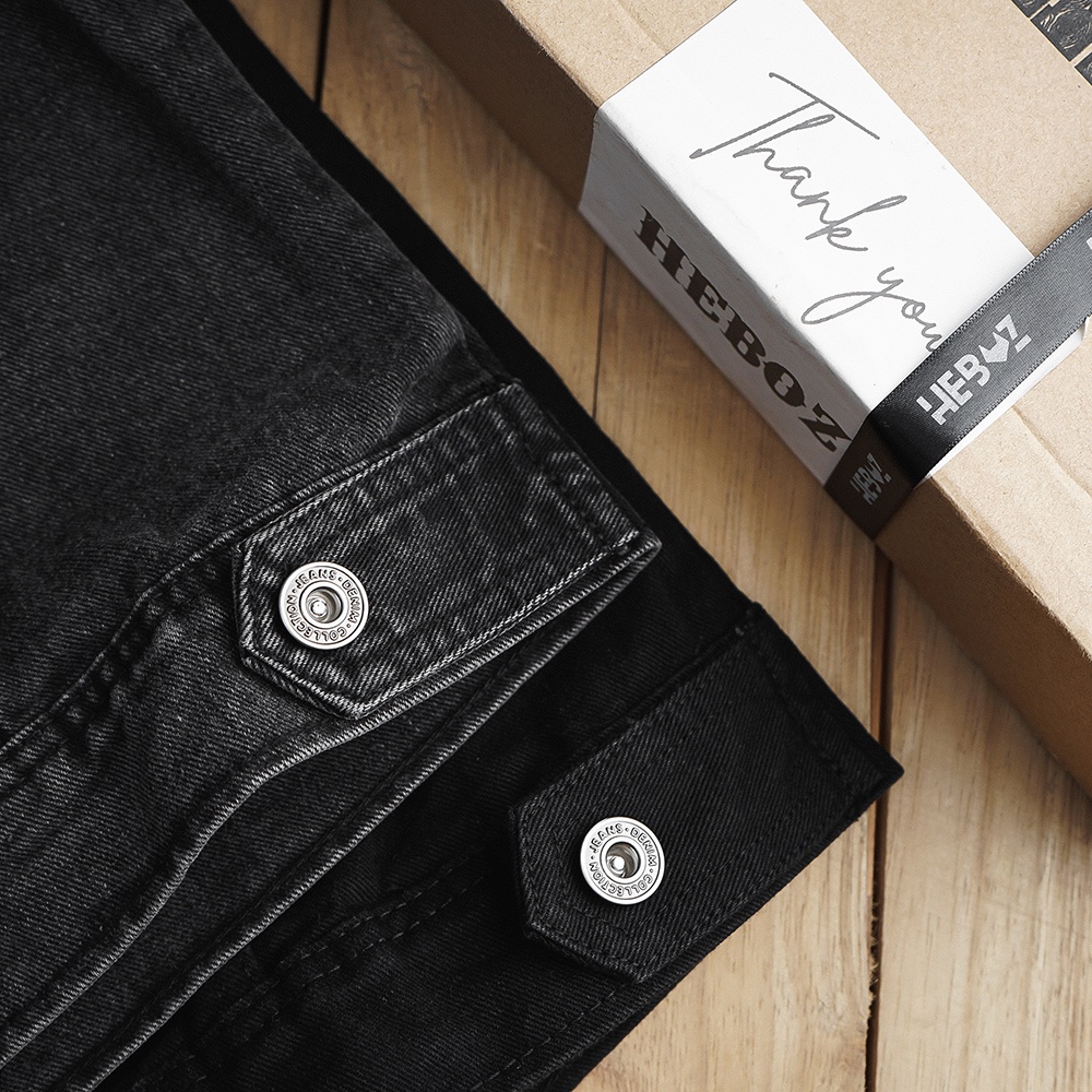Áo khoác jean nam chất vải denim trơn basic cao cấp Heboz 3M - 00001363