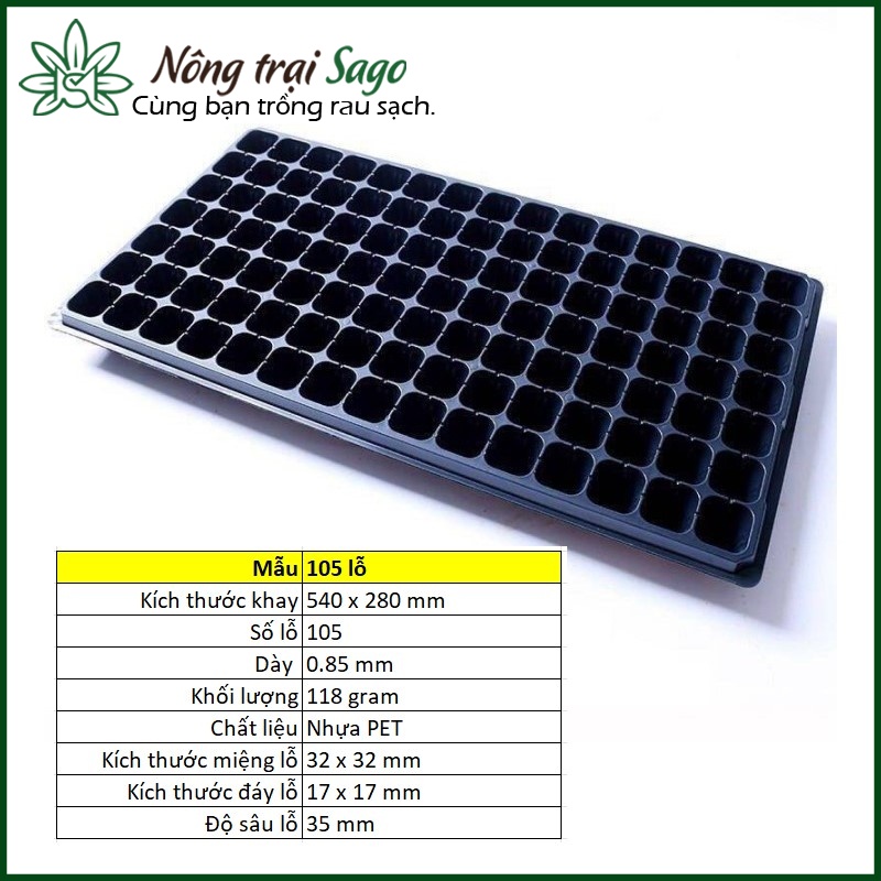 Khay Ươm Hạt Giống 105 Lỗ Chịu Nhiệt Tốt, Độ Bền Cao - Nông Trại Sago
