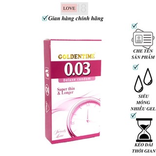 Bao Cao Su siêu mỏng 003 Goldentime Super Thin and Longer hộp 12 Chiếc
