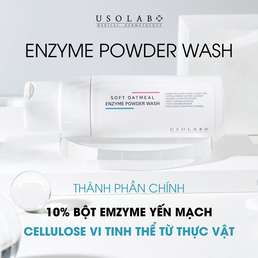 Tẩy da chết enzyme yến mạch Usolab Bio Soft Oatmetal Enzyme Powder Wash 50g