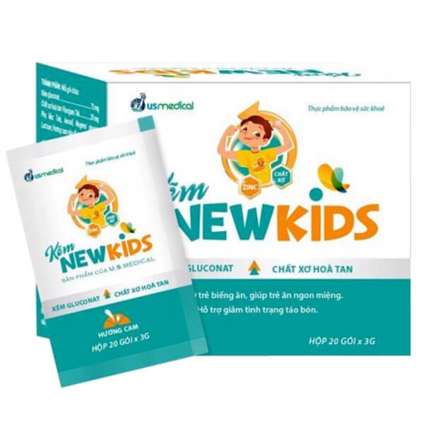 KẼM NEWKIDS - BỘT UỐNG CHO TRẺ - BỔ SUNG KẼM VÀ CHẤT XƠ HÒA TAN, TĂNG ĐỀ KHÁNG, HỖ TRỢ TÁO BÓN CHO TRẺ - HỘP 20 GÓI 3G
