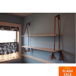 Kệ 2 Tầng Treo Tường BẢN TO 80x20CM Gỗ Cao Su Ghép Trang Trí Dùng Làm Kệ Treo Tường, Kệ Sách