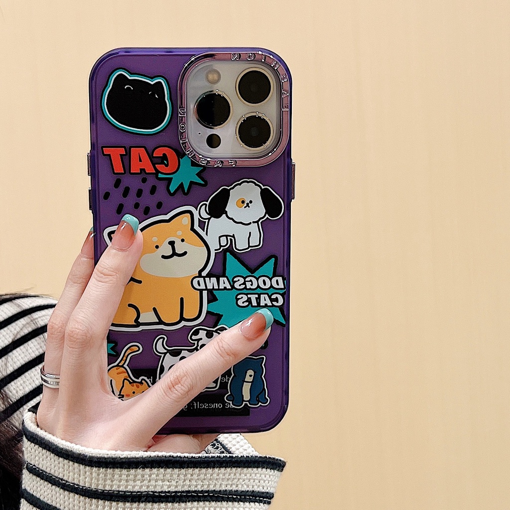 Ốp Điện Thoại Tpu Silicon Mềm Chống Rơi Họa Tiết Chú Cún Hoạt Hình Mạ Điện Cho iPhone 14 13 12 11 Pro Max 14 Plus
