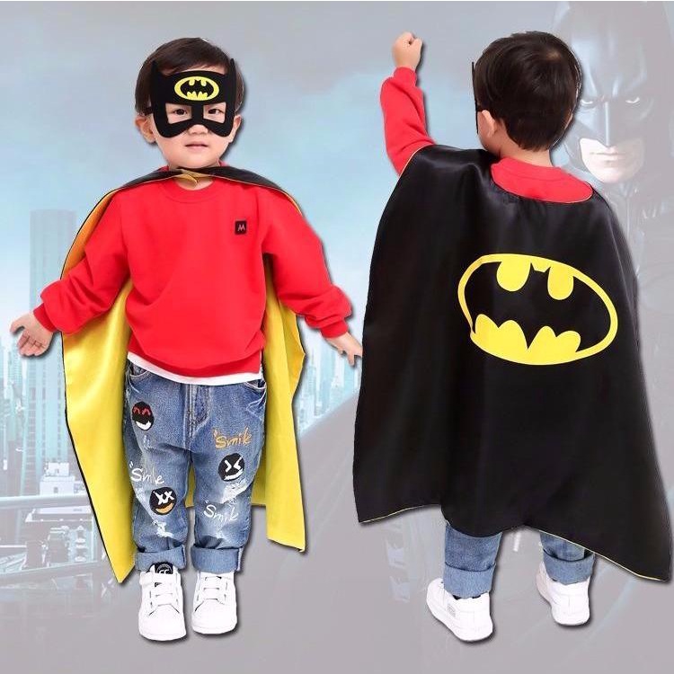 🍄Áo Choàng Hóa Trang Halloween Siêu Nhân Người Nhện Cho Bé Tặng Kèm Mặt Nạ. Chất Liệu Mềm Mịn. May 2 Lớp