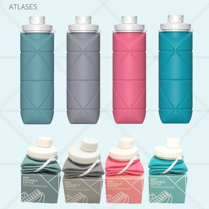 Bình Nước Có Thể Gập Lại Mini Di Động Bằng Silicon Dung Tích Lớn Cho Thao Ngoài Trời Atlases~