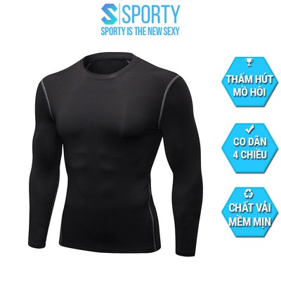 Áo thể thao nam giữ nhiệt dài tay SPORTY tập gym, chạy bộ chất liệu thun co dãn đa chiều