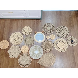 Thảm cói/ thảm ngô tròn vintage dùng để decor bàn ăn, lót bình hoa, treo tường decor chụp ảnh